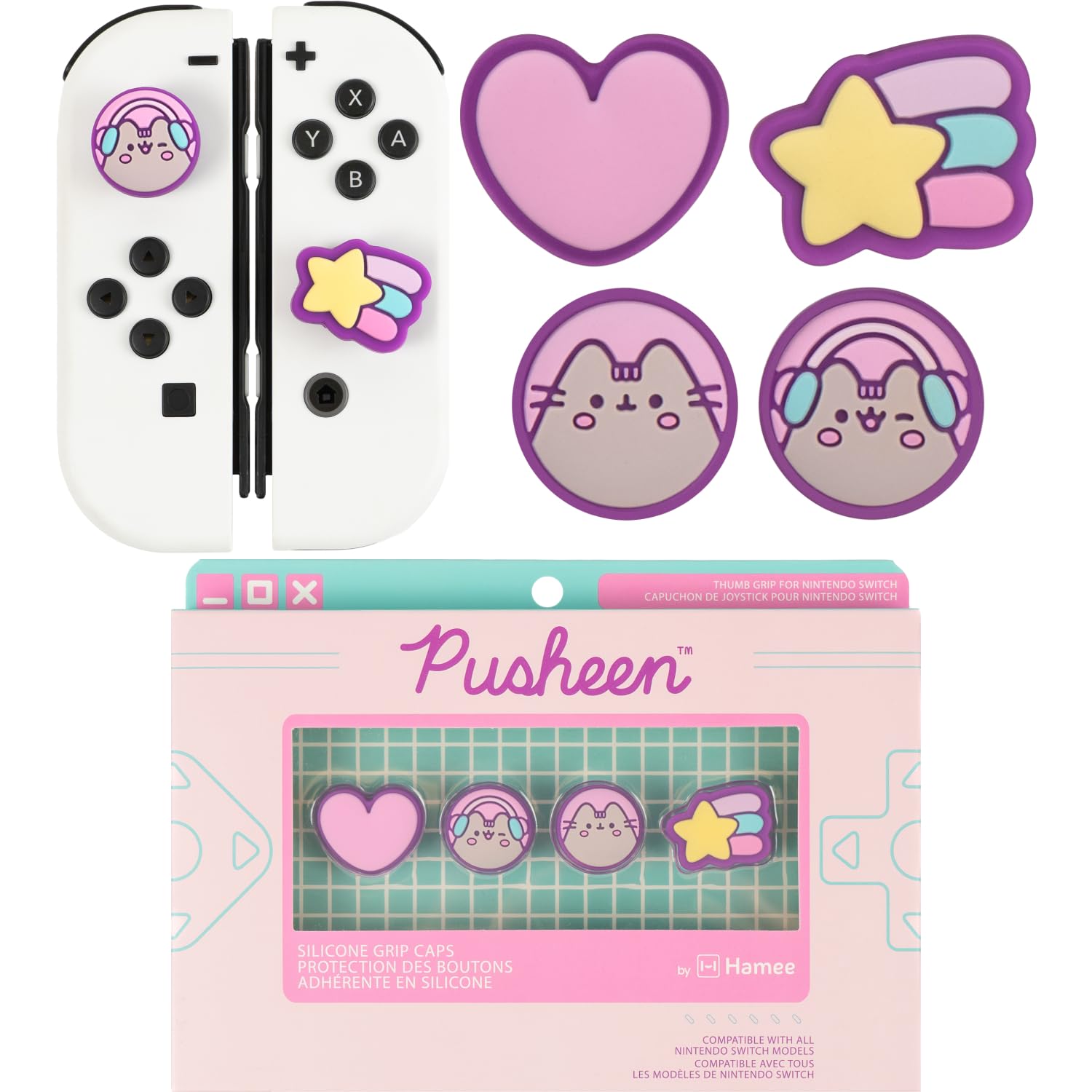 Amazon.com: Hamee Pusheen Gamer Girl Thumb Grips Compatible with